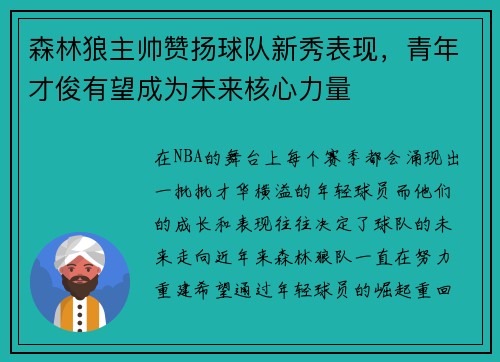 森林狼主帅赞扬球队新秀表现，青年才俊有望成为未来核心力量