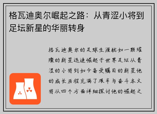 格瓦迪奥尔崛起之路：从青涩小将到足坛新星的华丽转身